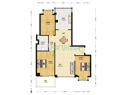 万达华府西区 2室1厅1卫 151平方