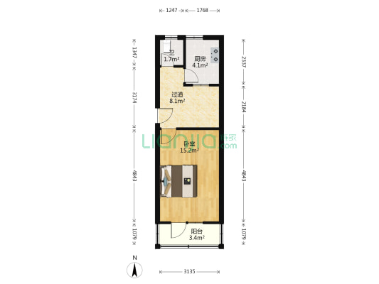 钢啟新村 1室0厅1卫 39平方