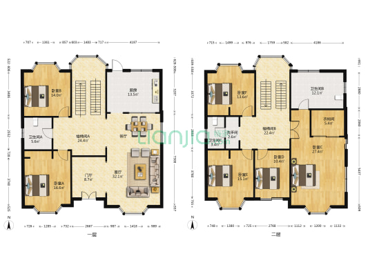 中芯花园(别墅) 6室1厅4卫 268平方