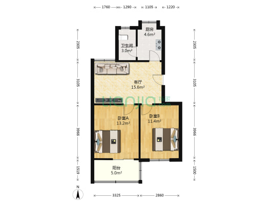 天心物业 2室1厅1卫 63平方