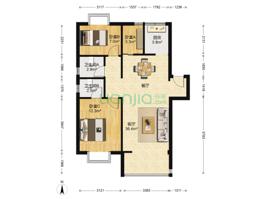 东浦路112-120 3室1厅2卫 78平方