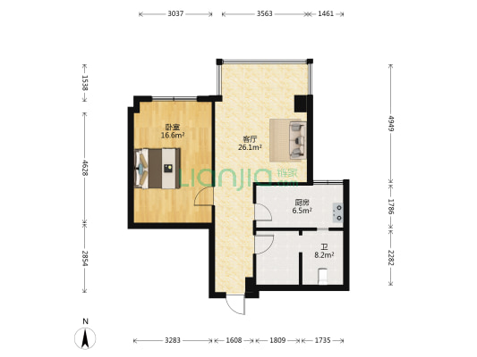 财源大厦 1室1厅1卫 78平方