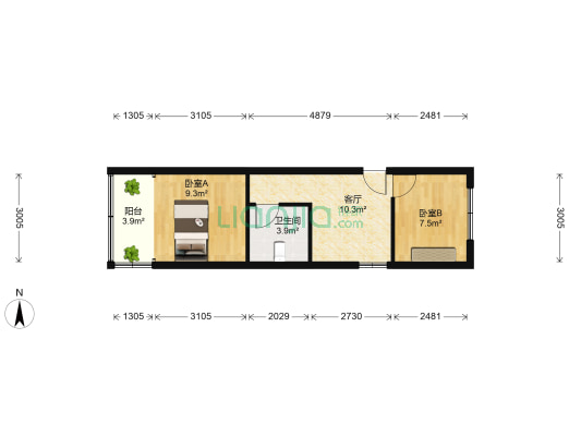 江城路18号 2室1厅1卫 47平方