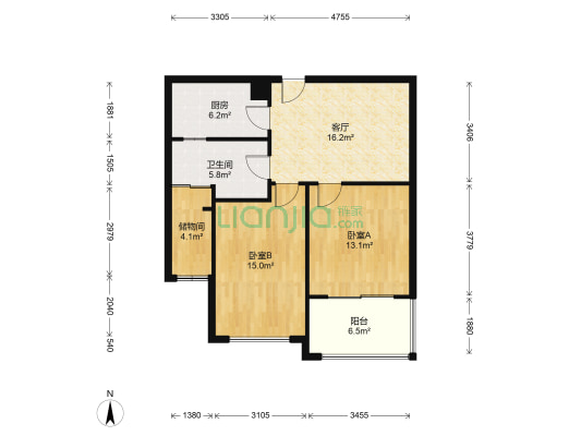 创富世纪北苑 2室1厅1卫 80平方