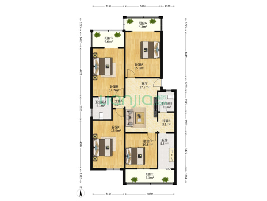锦里西路32号 4室1厅2卫 128平方