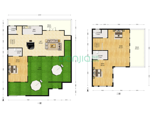 富春玫瑰园 3室1厅4卫 269平方