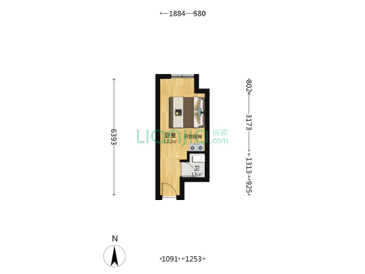 加州·荔枝公寓 1室0厅1卫 21平方