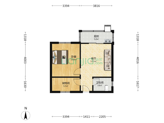 夏家村 1室1厅1卫 55平方