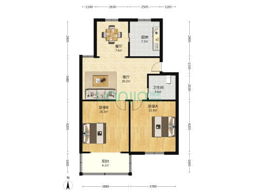洪南路214弄 2室2厅1卫 91平方