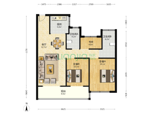 绿地香港·大丰新天地 3室1厅2卫 116平方