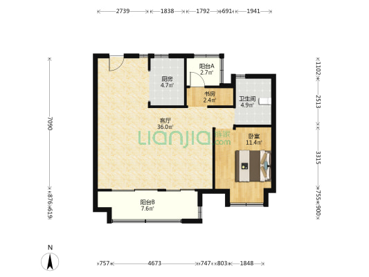远洋星悦 2室1厅1卫 94平方