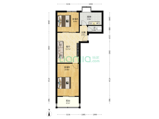 窦府巷5 2室1厅1卫 60平方