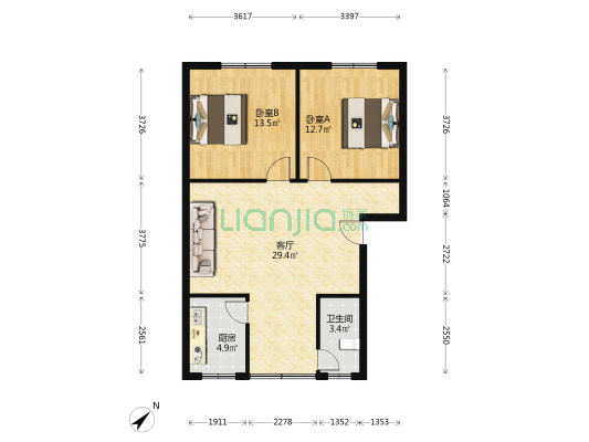百货公司宿舍正中街 2室1厅1卫 78平方