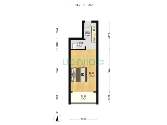万航渡路1514号 1室0厅1卫 32平方