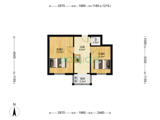 团结坊 2室0厅1卫 44平方
