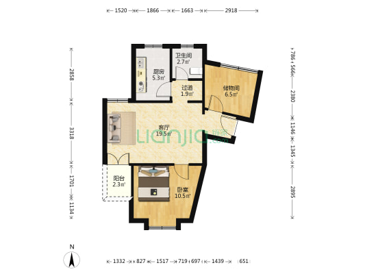 阳光海岸(公寓) 1室1厅1卫 57平方