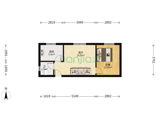 港华小区 1室1厅1卫 47平方