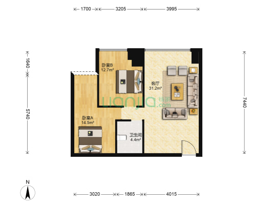 国际银座 2室1厅1卫 78平方
