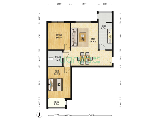 蓝珏花园二区 1室1厅1卫 88平方
