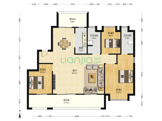 丰大·宜康府 3室1厅2卫 146平方