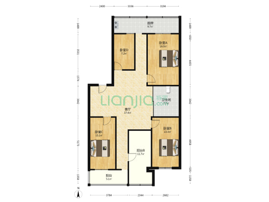 消防特勤宿舍 4室1厅1卫 146平方