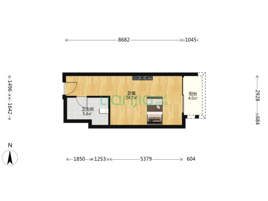 美林雅舍 1室0厅1卫 46平方