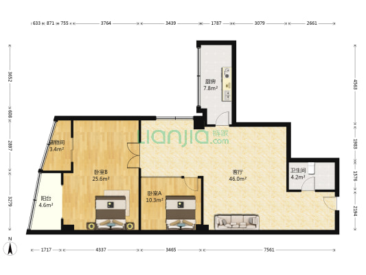 蓝宝石大厦 2室1厅1卫 146平方