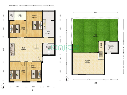 多子巷13号 4室1厅3卫 121平方
