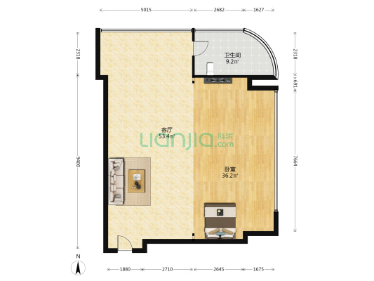 沣西国际大厦 1室1厅1卫 138平方