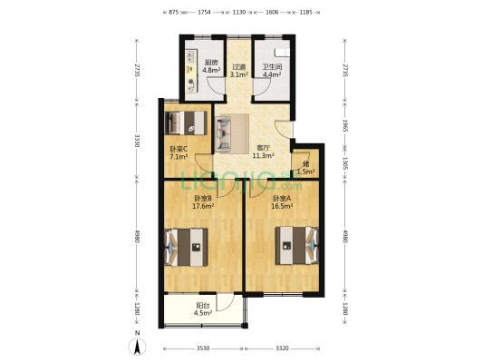 人民路25号 3室1厅1卫 83平方
