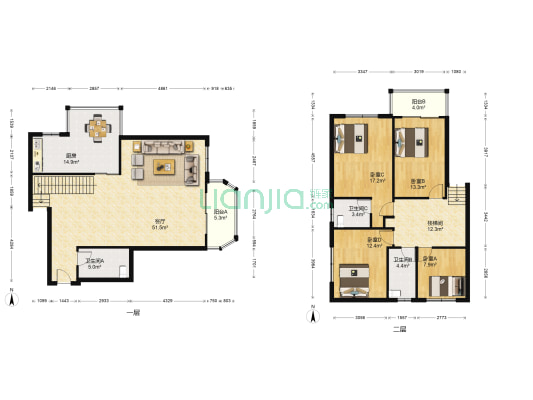 宁海花园 4室1厅3卫 199平方