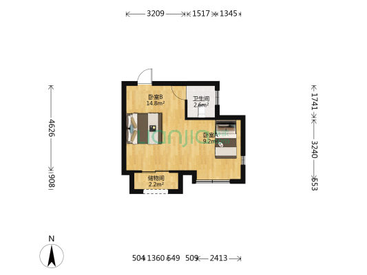 东方南苑 2室0厅1卫 49平方