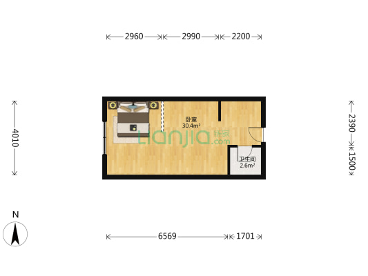 商贸国际A座 1室0厅1卫 50平方