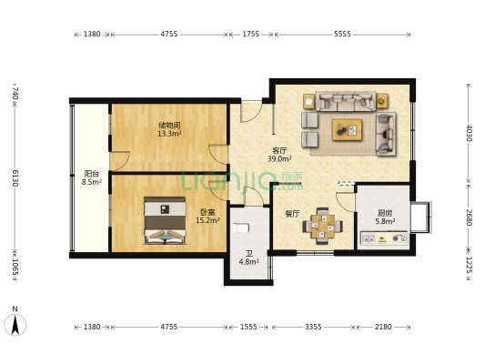 中房泰鑫公寓 1室1厅1卫 105平方