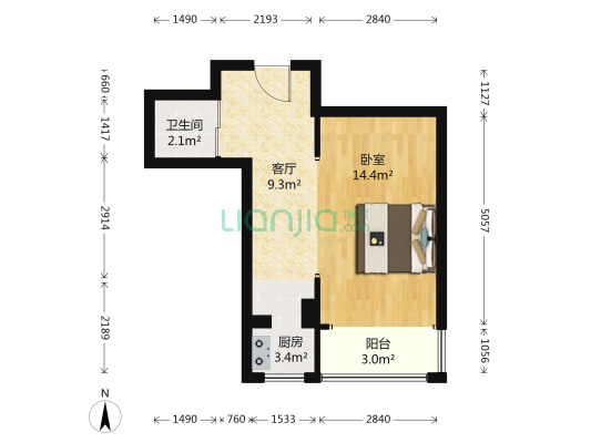 和馨园书香苑 1室1厅1卫 45平方