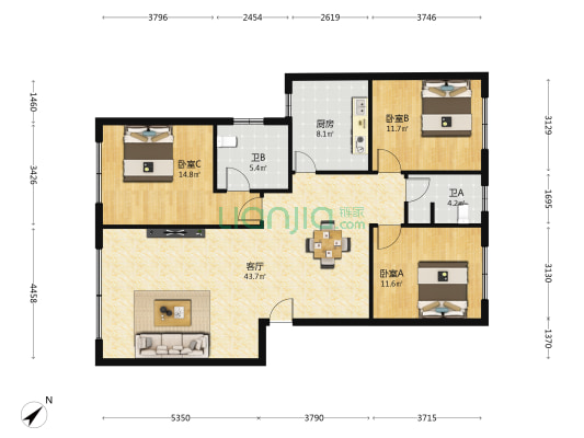 农业局家属区南溪小区 3室1厅2卫 120平方