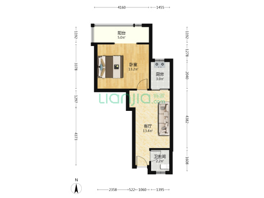 民安大厦 1室1厅1卫 52平方