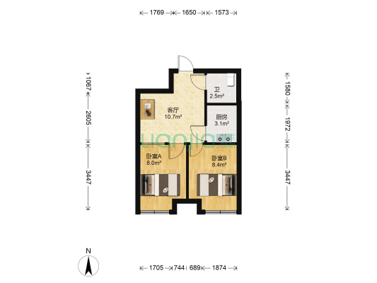 宏发石榴 2室1厅1卫 60平方