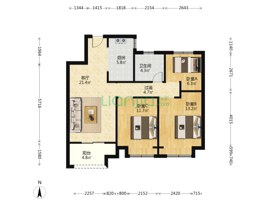 玉兰雅苑 3室1厅1卫 95平方