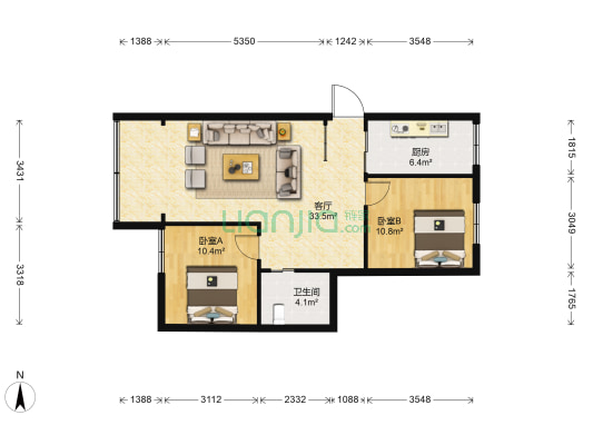 瑞金南路348号院 2室1厅1卫 81平方