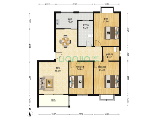 东环路1165号 1室1厅1卫 125平方