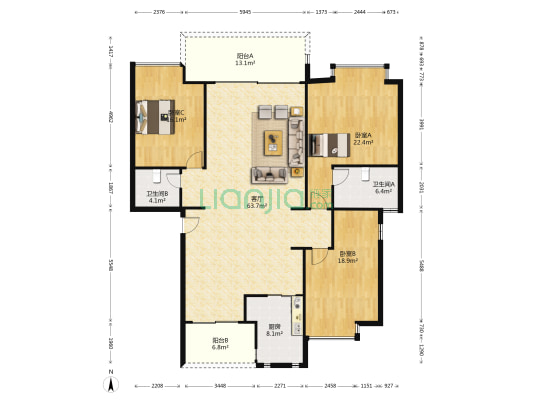 新世纪可居 3室1厅2卫 191平方