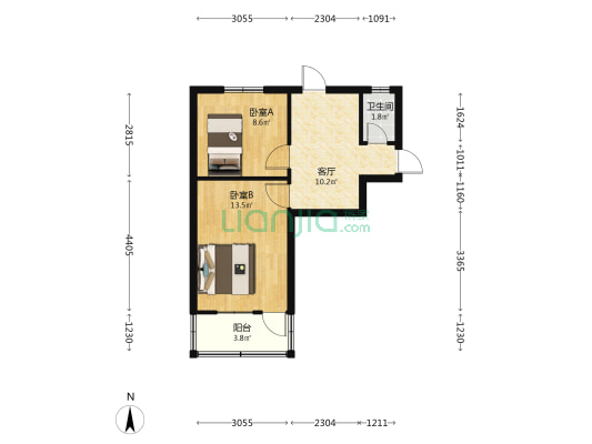 向阳路13号院 2室1厅1卫 43平方