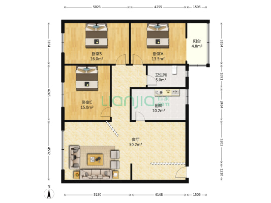 蒙泰新村 3室1厅1卫 129平方