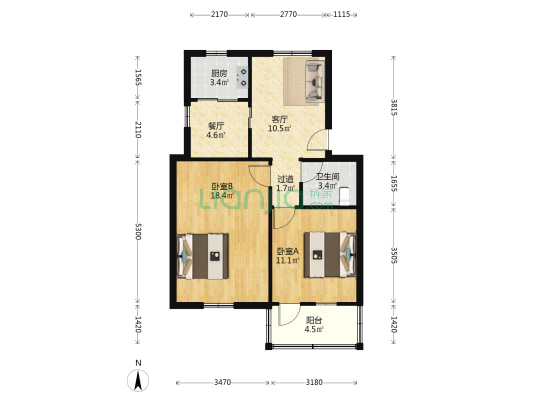 盛泽斜桥弄 2室2厅1卫 68平方