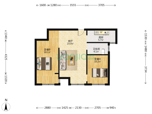 静海明珠 2室1厅1卫 83平方