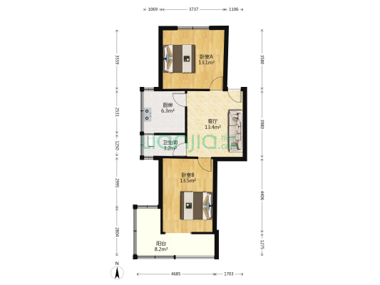 和美里 2室1厅1卫 62平方