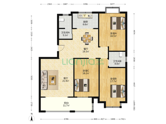 双龙小区B区 3室2厅2卫 147平方