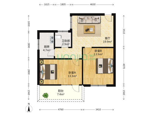 小东门电子小区 2室1厅1卫 71平方