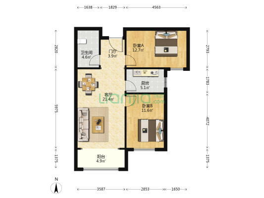 福临名邸 2室1厅1卫 91平方